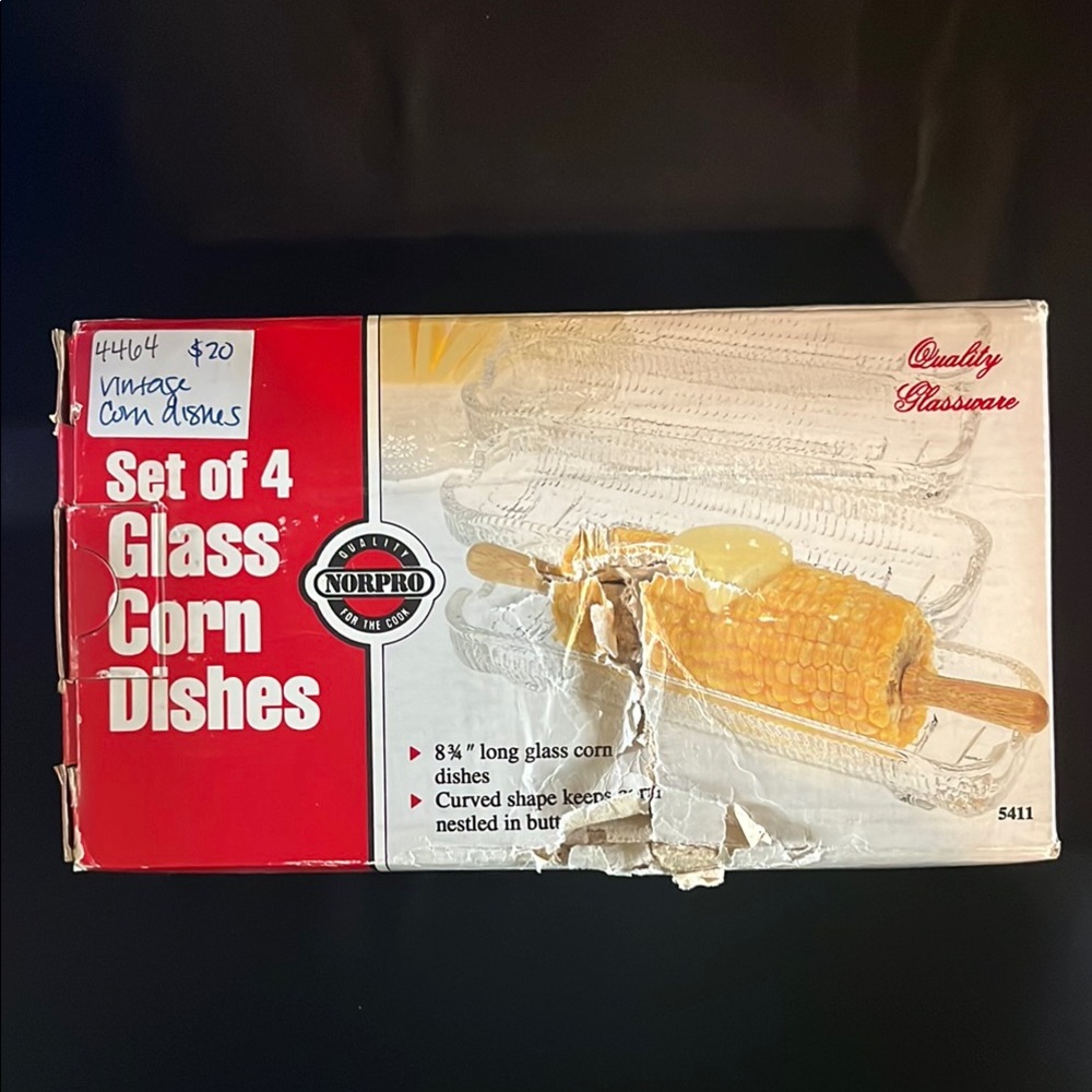 Norpro Glass Corn Dishes Set of 3 missing 1